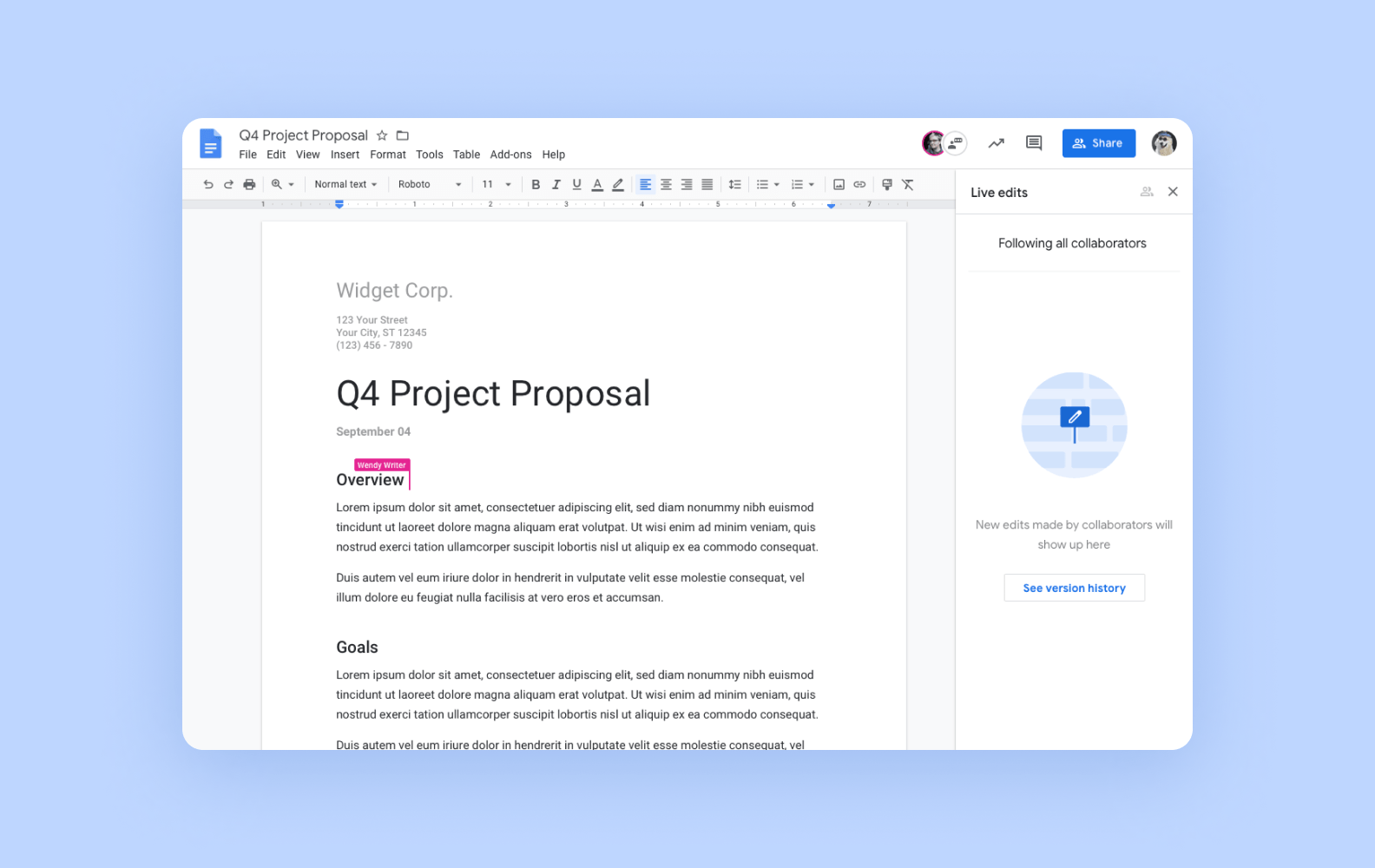 Screenshot of Google Docs’ interface
