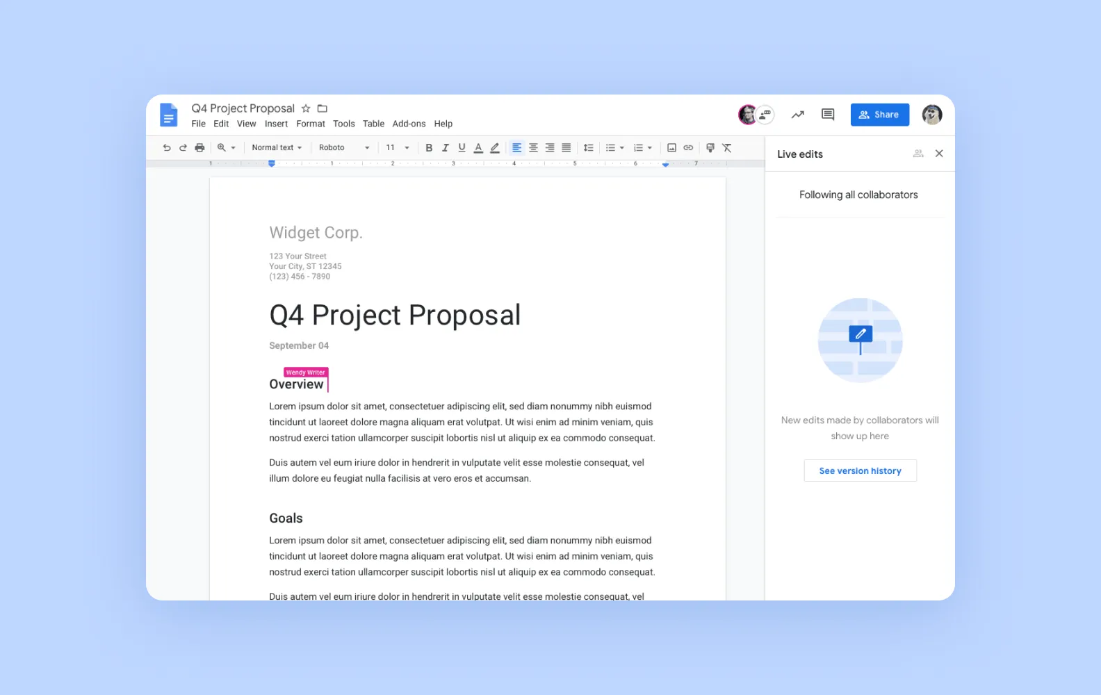 Screenshot of Google Docs’ interface