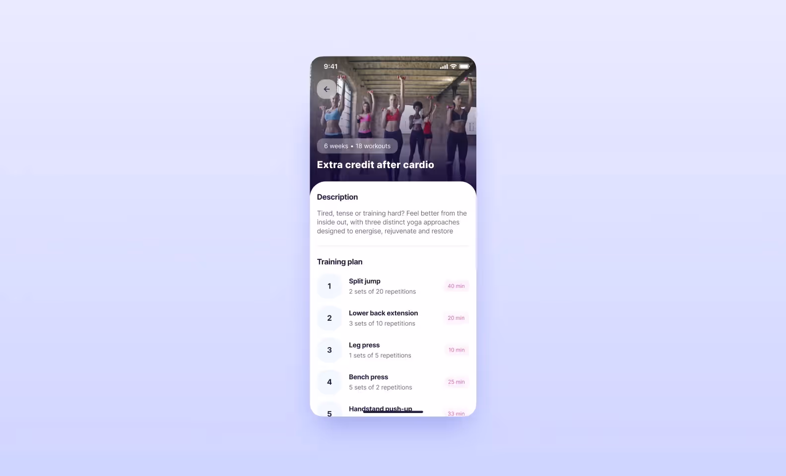 fitness app screen