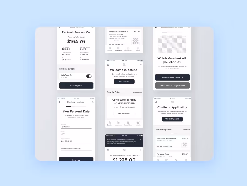 app wireframes
