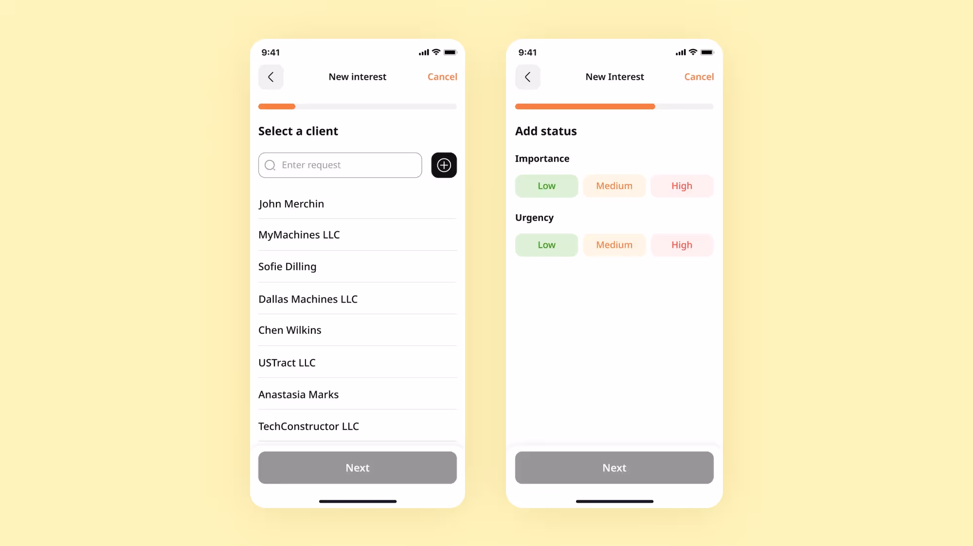 User can see the progress of the interest