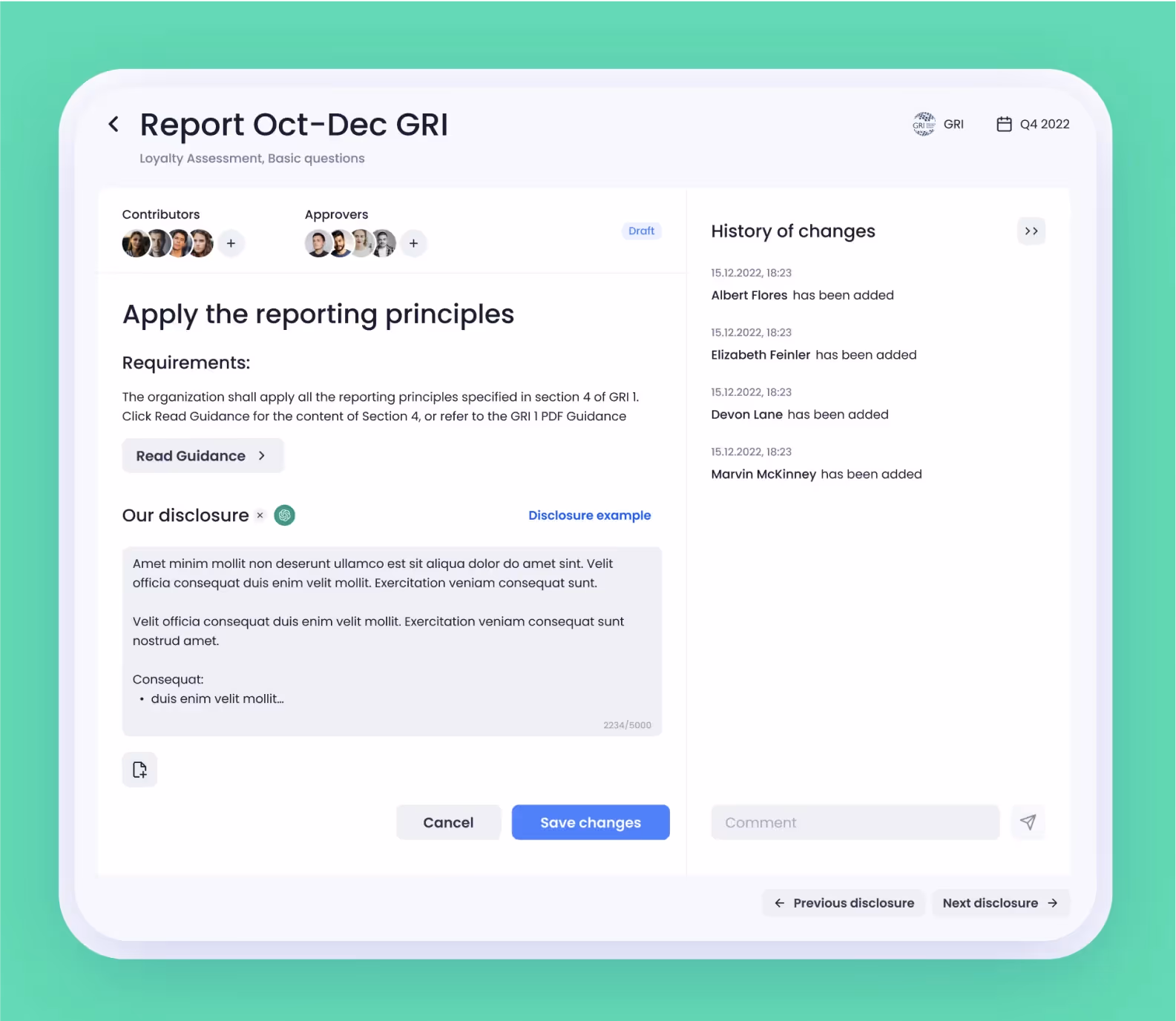 Project's user interface