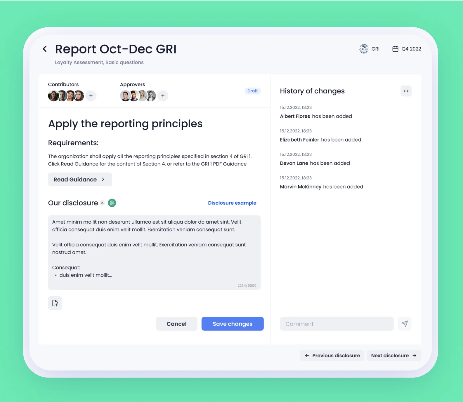 Project's user interface