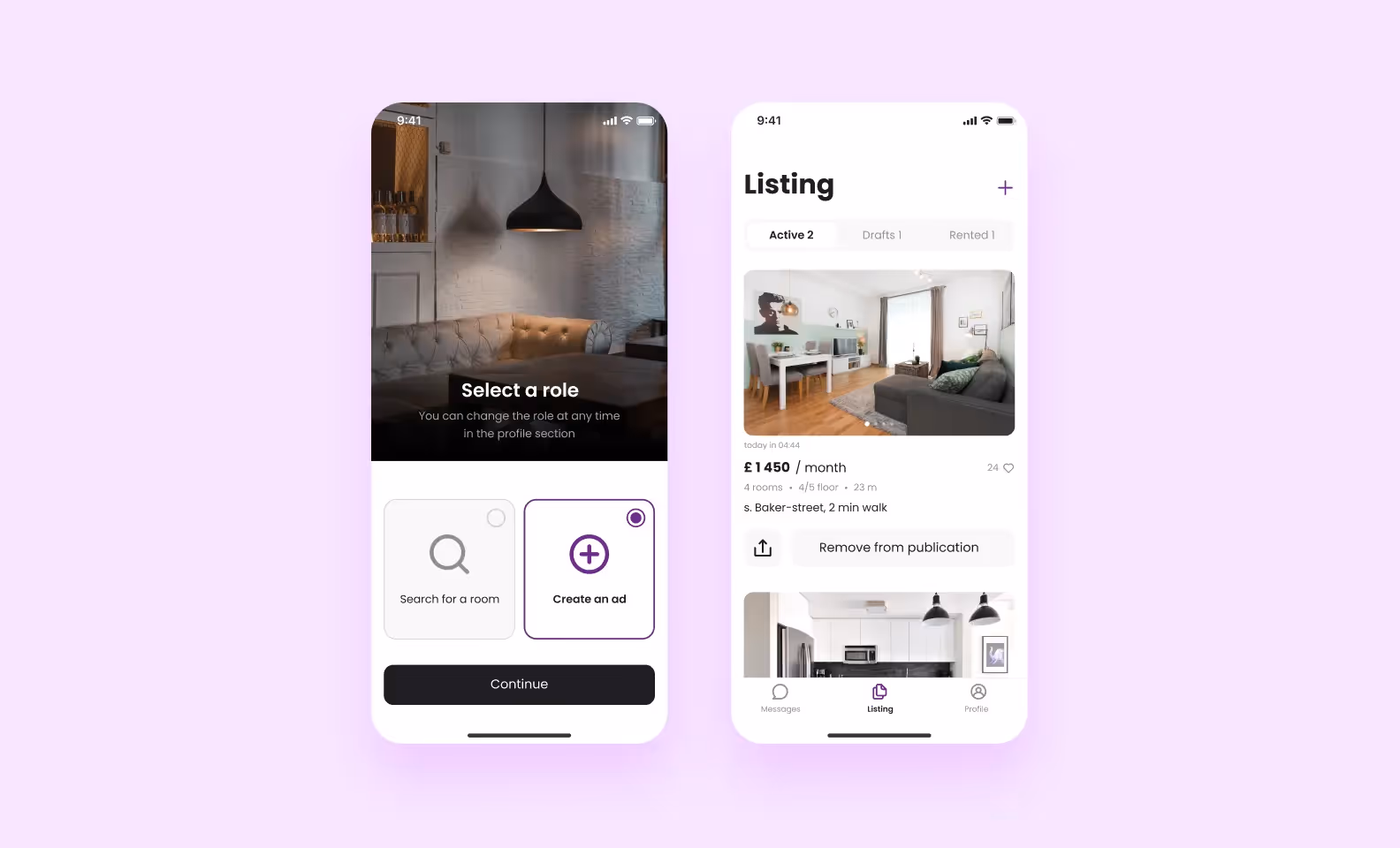 Landlord — messages, my ads and profile