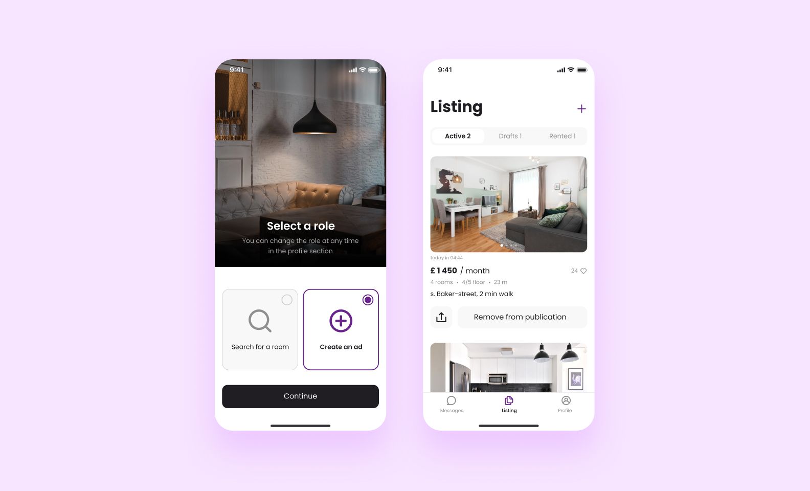 Landlord — messages, my ads and profile