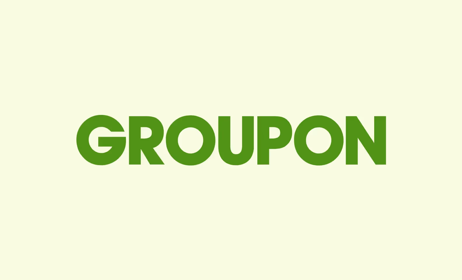 A green logo of Groupon, an online platform with coupons and discounts
