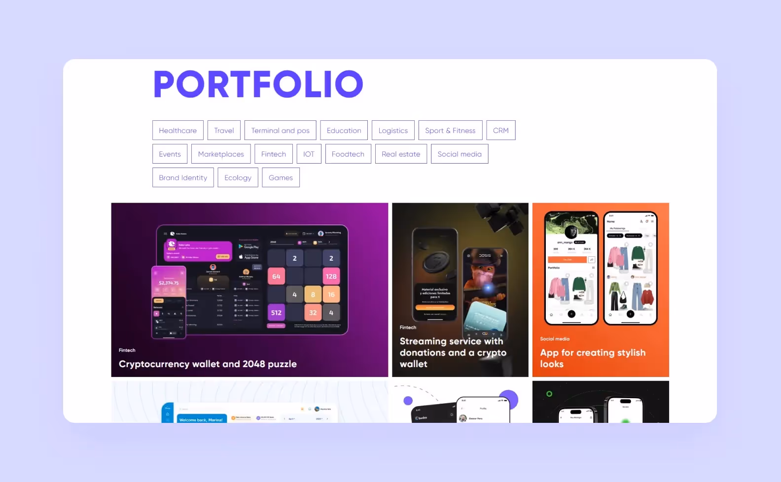 a screenshot of Purrweb’s portfolio