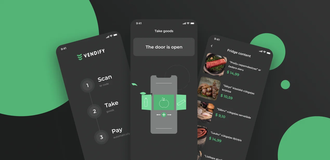 Vendify app screens