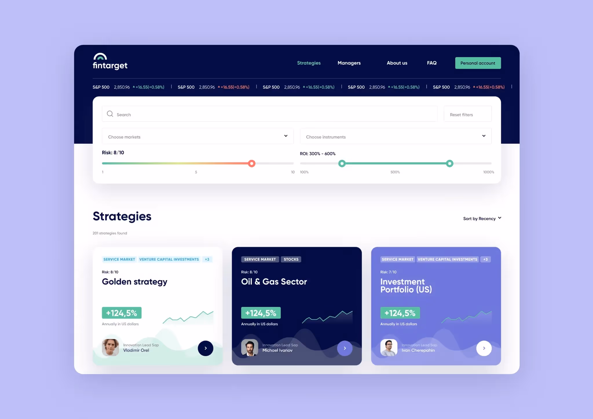 Fintarget app screens