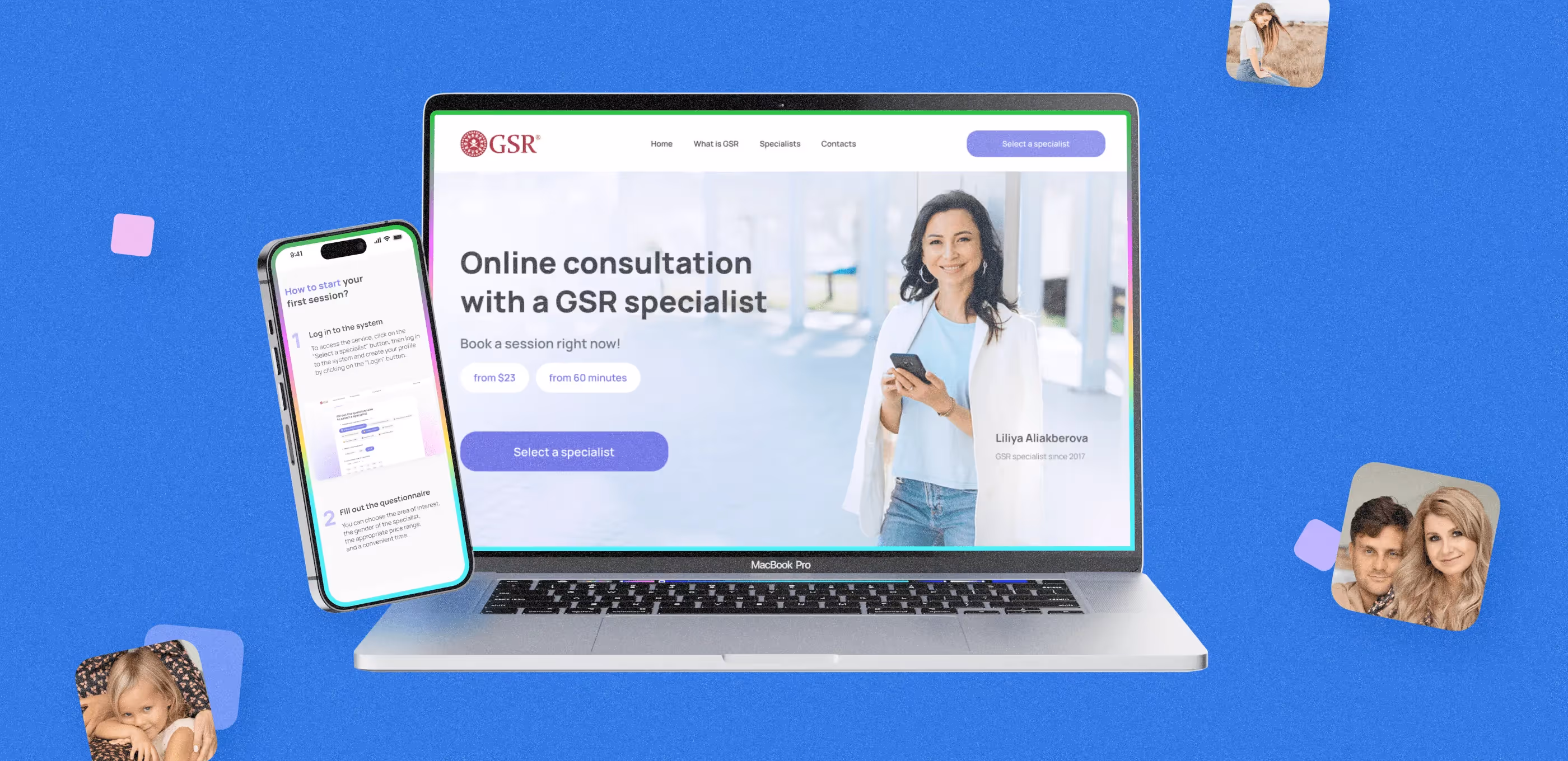  screens of the GSR app developed by Purrweb