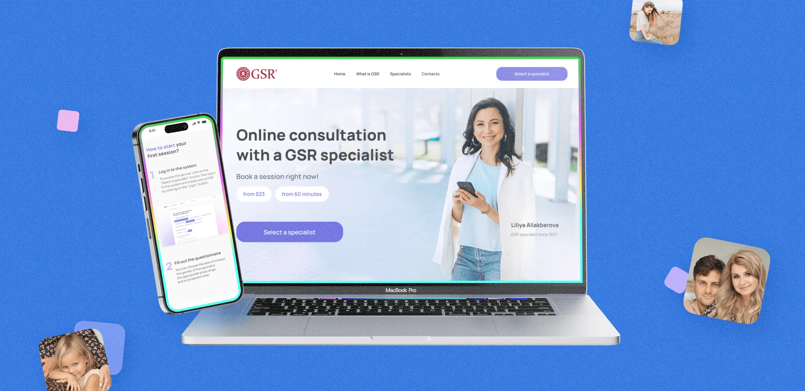  screens of the GSR app developed by Purrweb