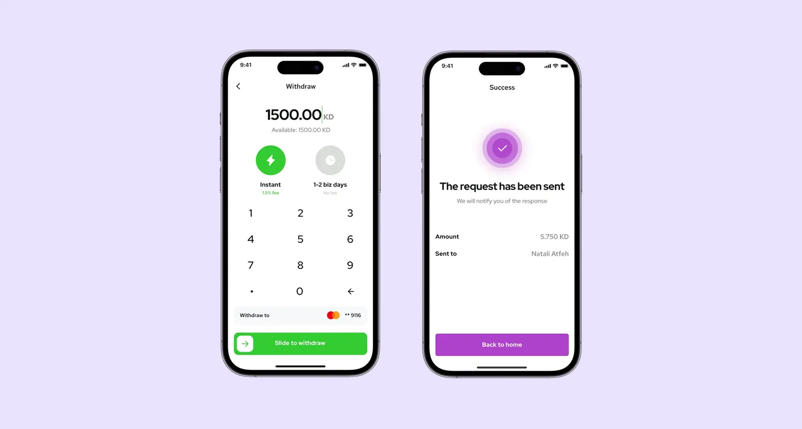 Mobile screens from KEM app