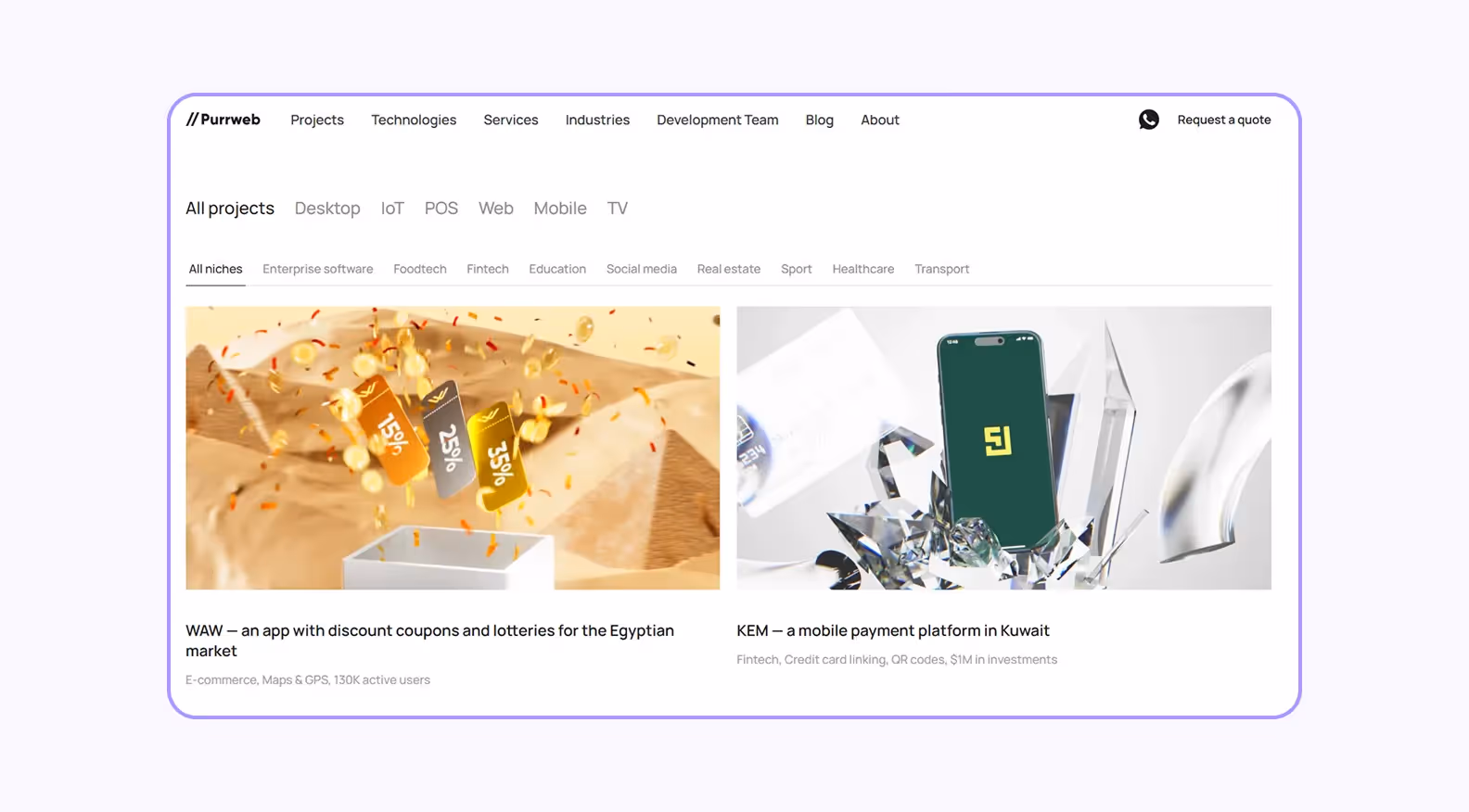 Purrweb’s portfolio