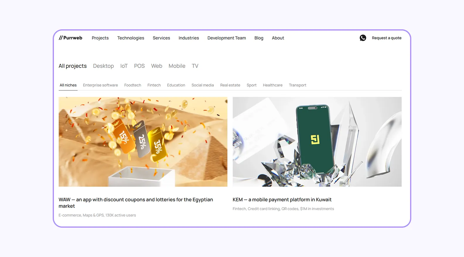 Purrweb’s portfolio