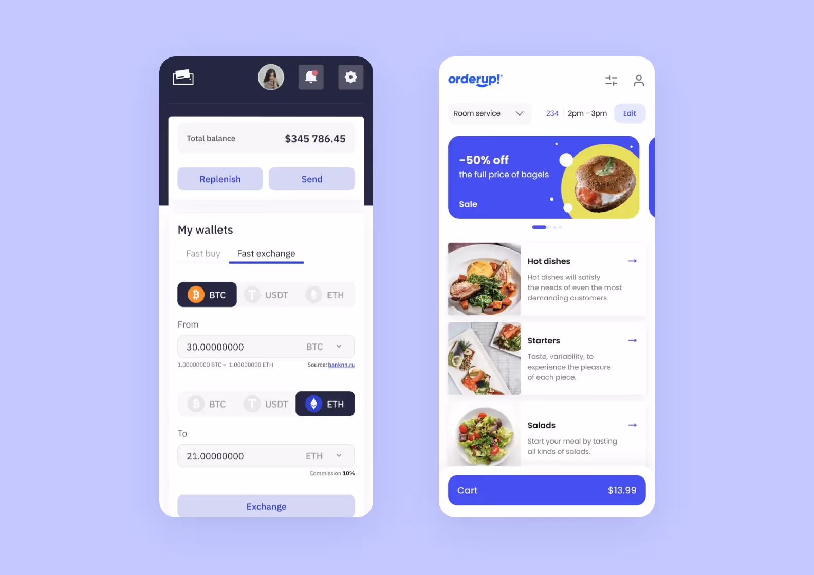 приложение для криптокошелька и сервис для доставки продуктов