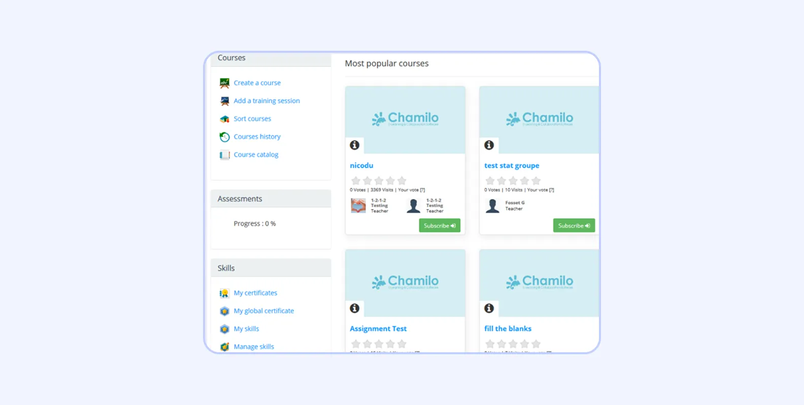  Screenshot of Chamilo LMS interface