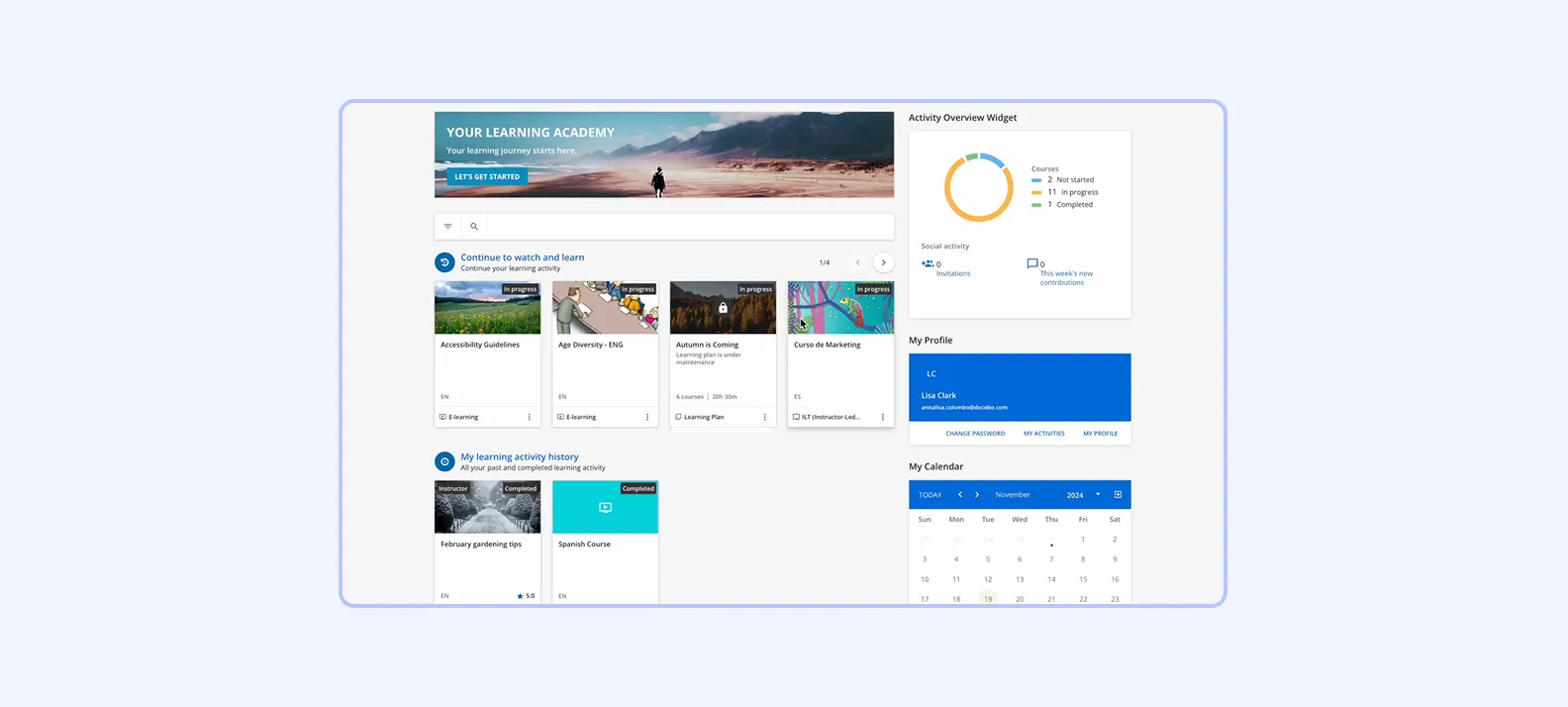 Screenshot of Docebo LMS interface