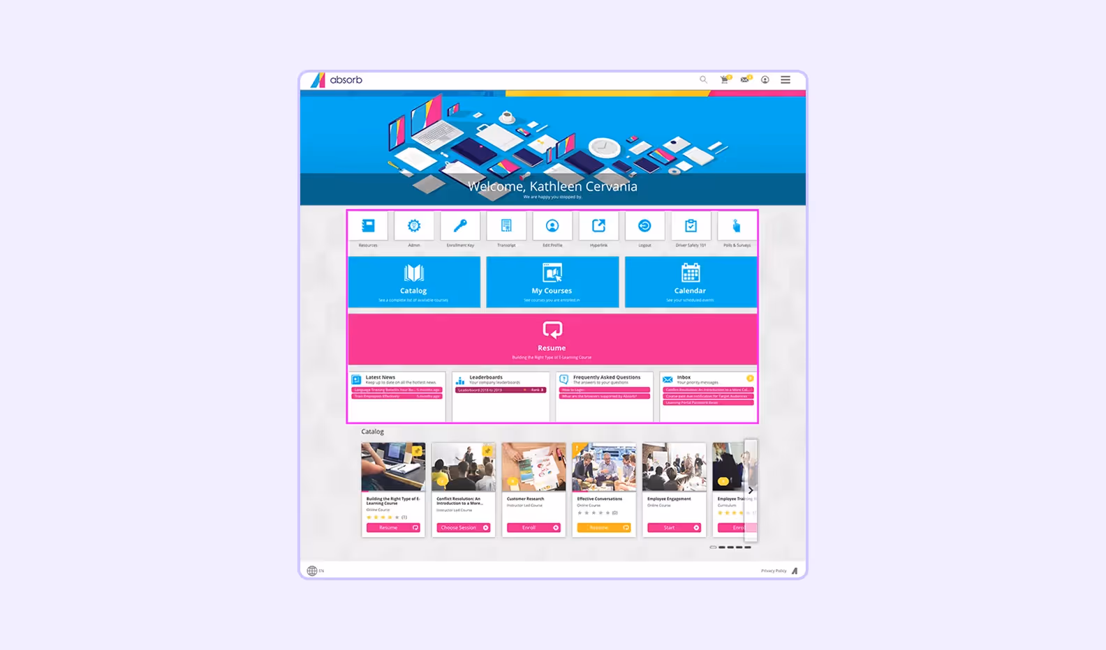 Screenshot of Absorb LMS interface