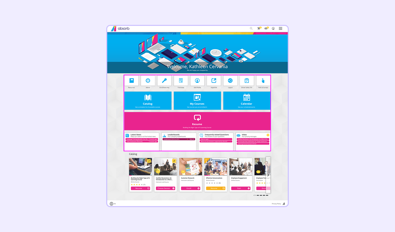 Screenshot of Absorb LMS interface
