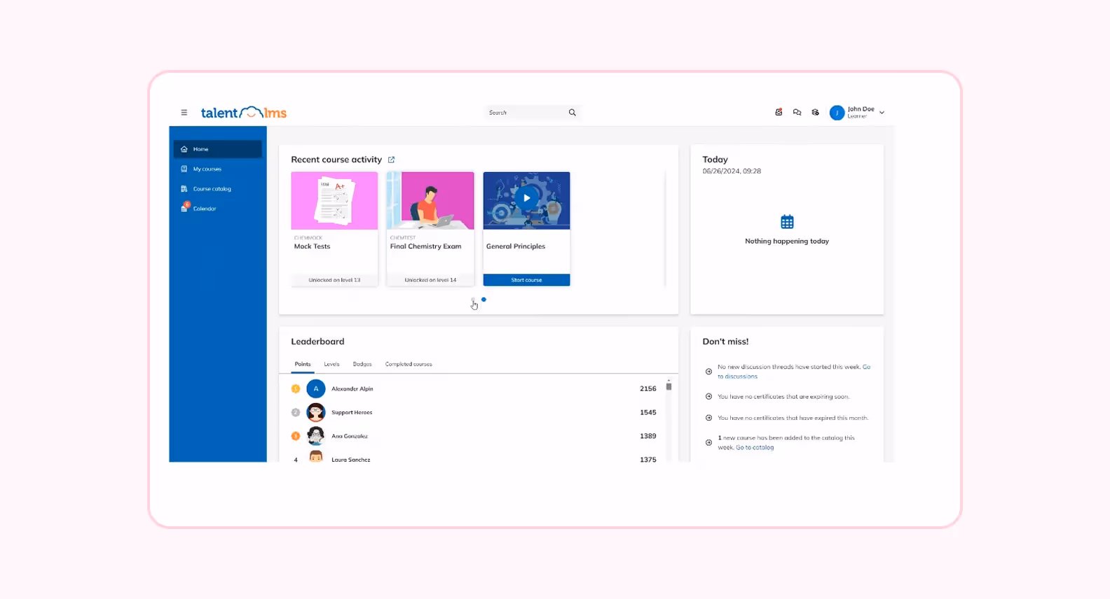 Screenshot of TalentLMS interface