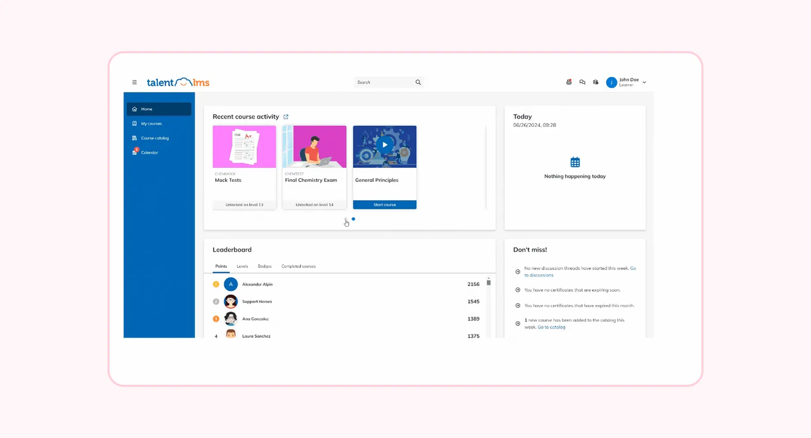 Screenshot of TalentLMS interface