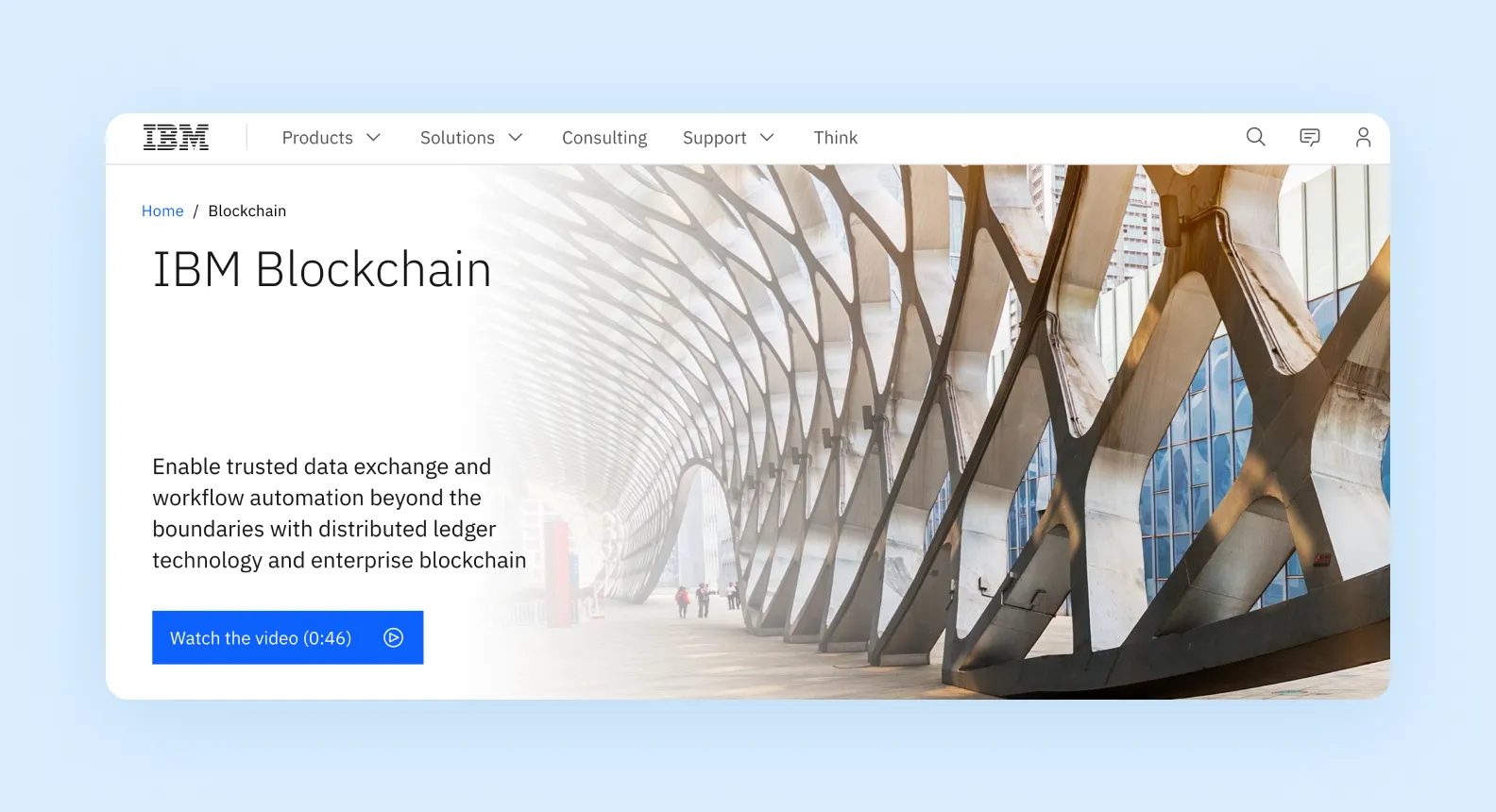 page on ibm.com describing IBM’s blockchain digital product suite