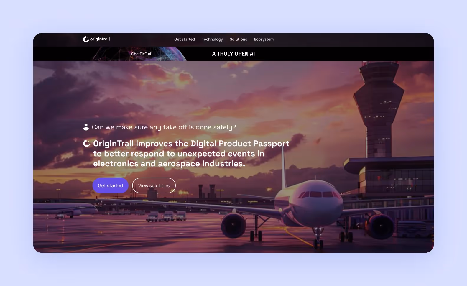 page on origintrail.io describing the benefits of OriginTrail for electronics and aerospace industries