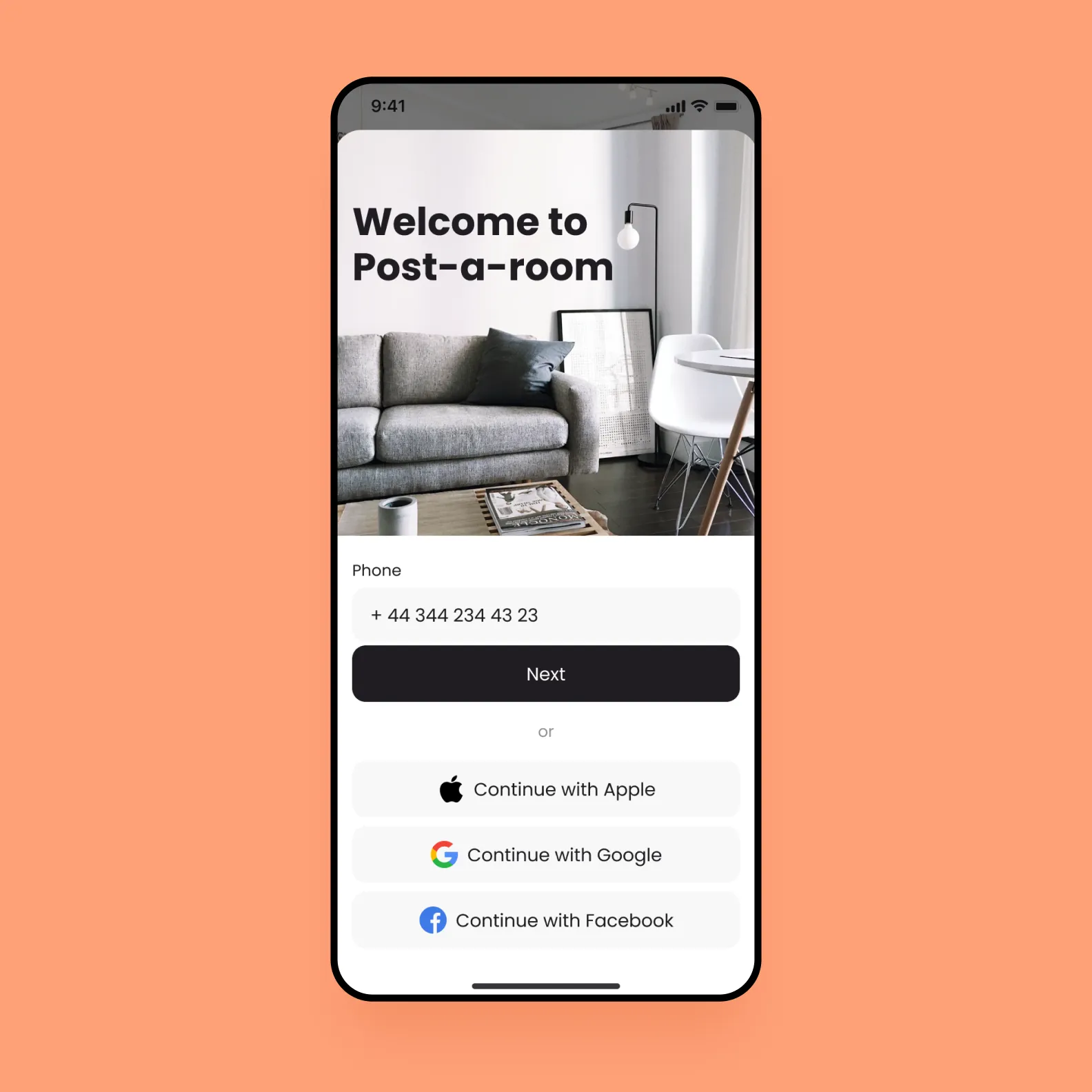 Post-a-room signup example