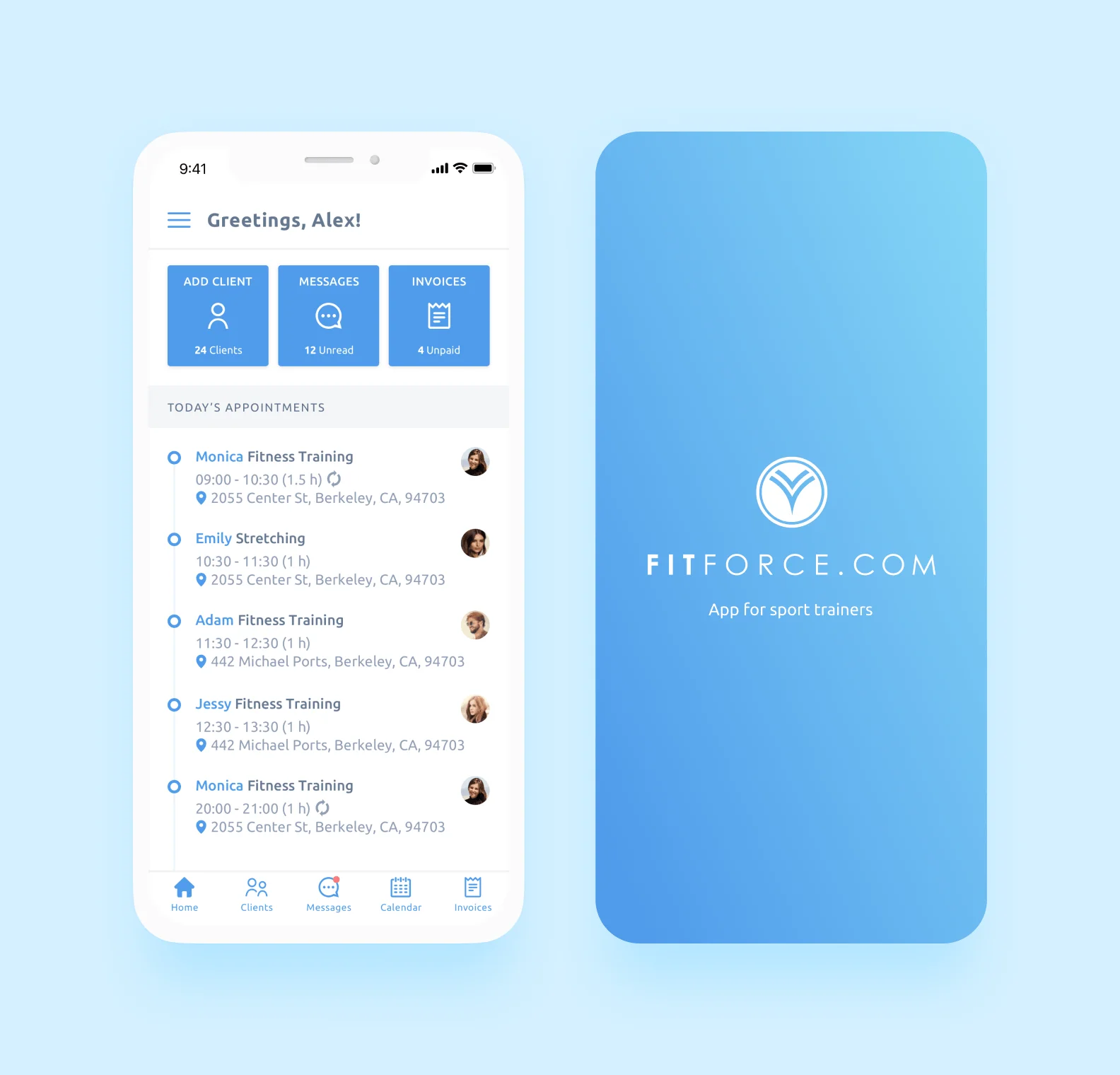 Fitness app screenshot