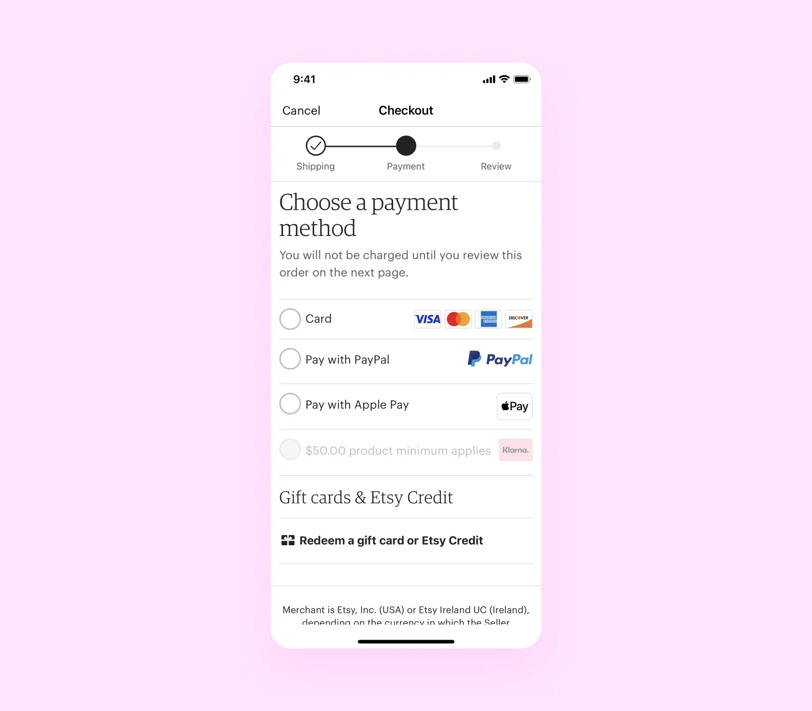  Etsy payment integration screenshot