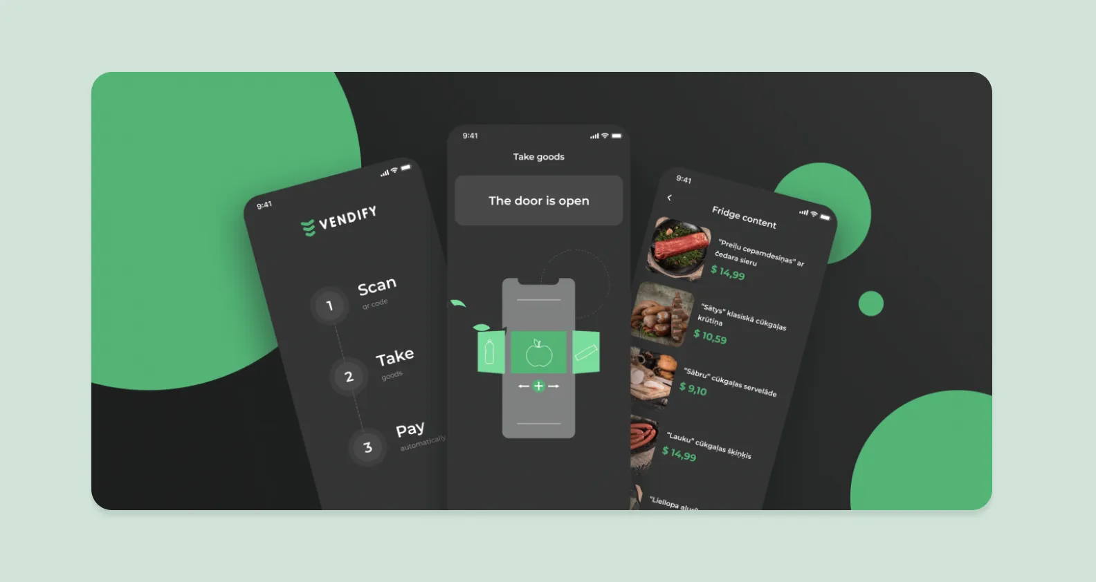 a screen of Vendify, the IoT app for smart fridges designed and developed by Purrweb