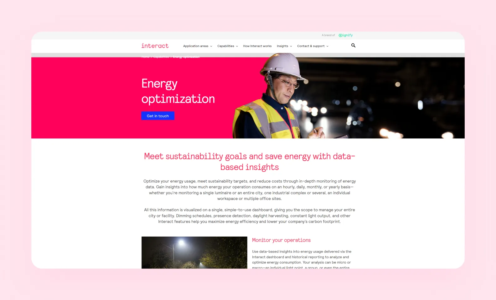 the Interact landing page screen
