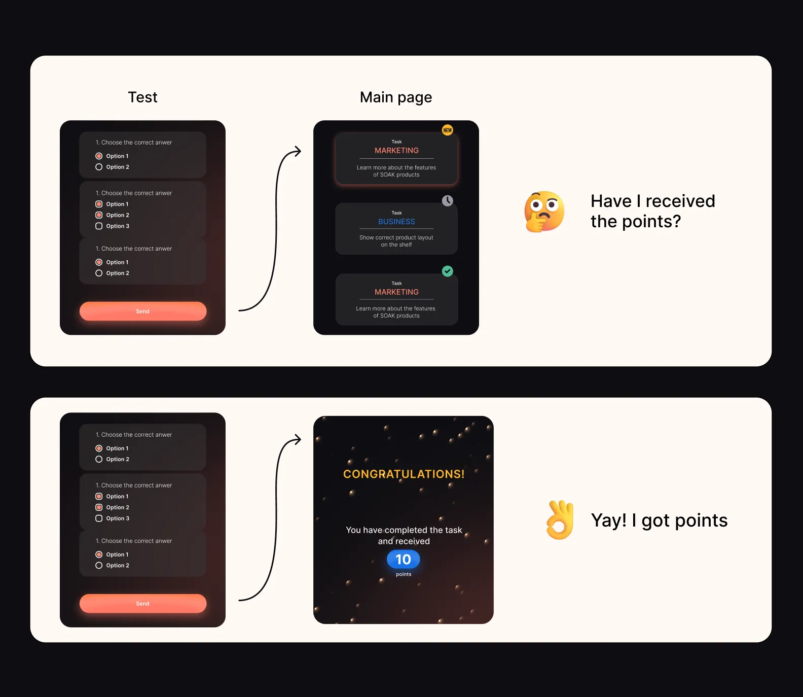 The SOAK redesign screens
