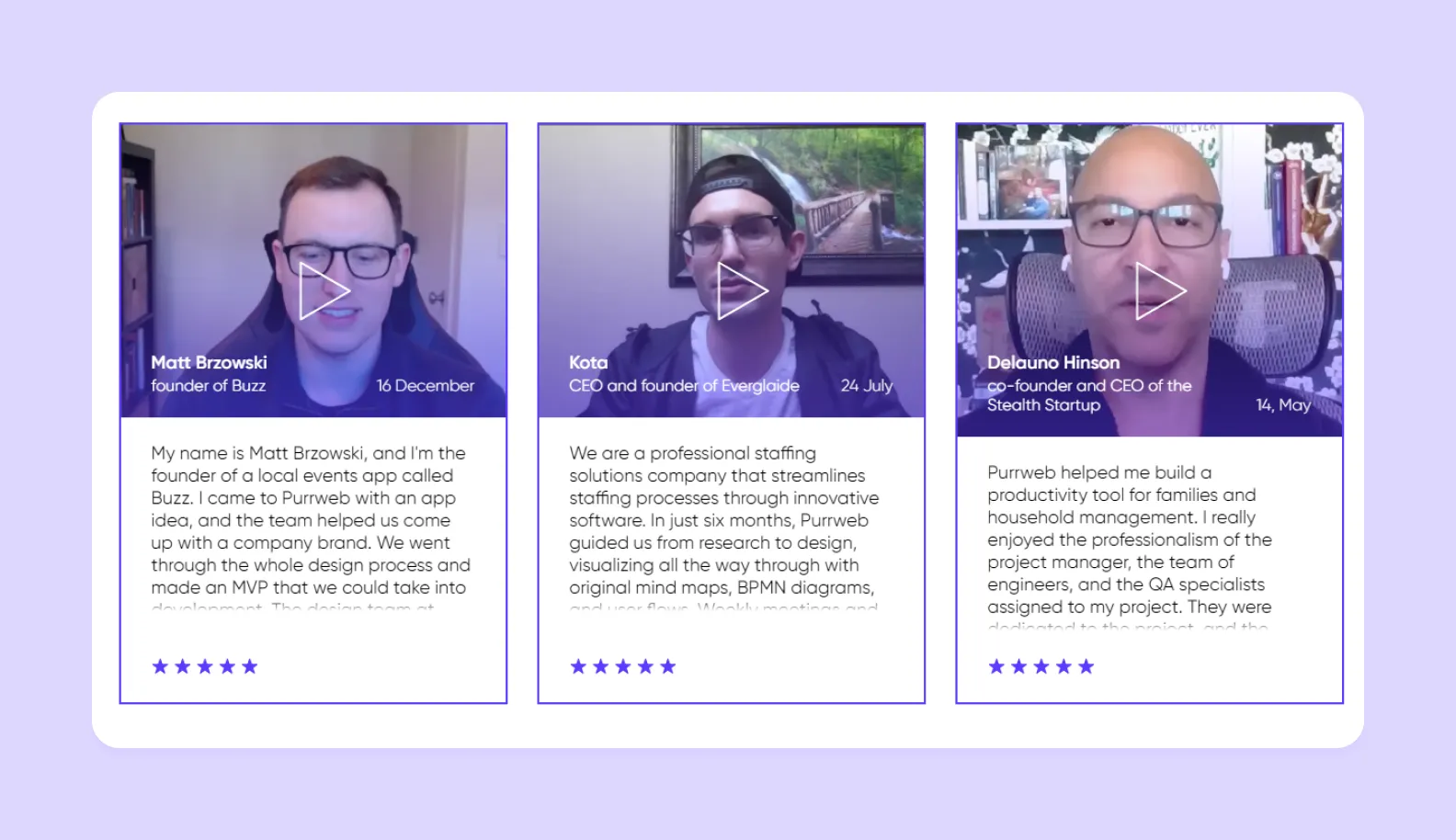 Purrweb reviews section