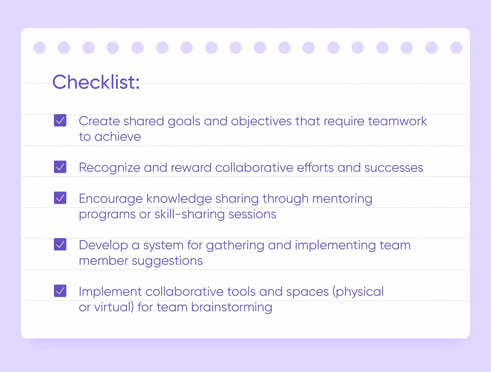 Foster a culture of collaboration checklist