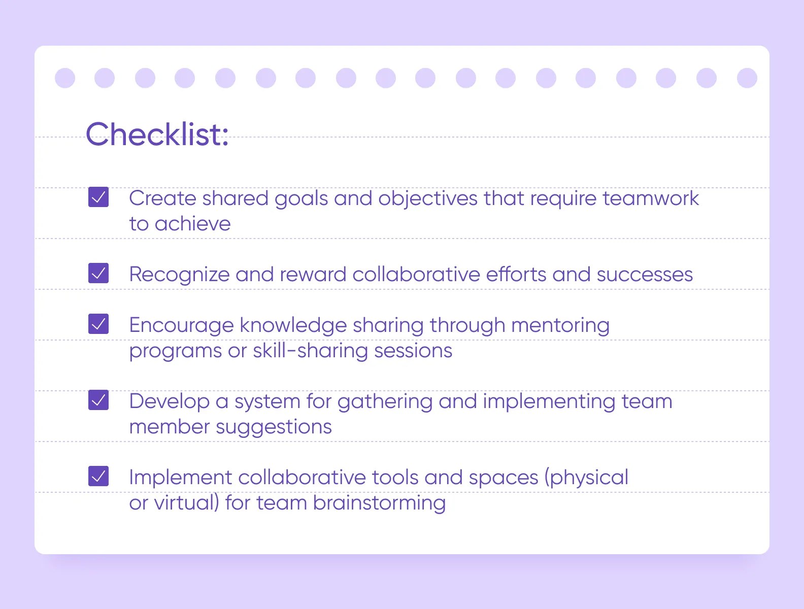 Foster a culture of collaboration checklist
