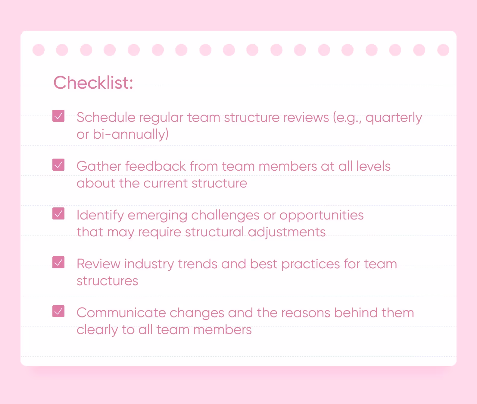Regularly review and adapt checklist