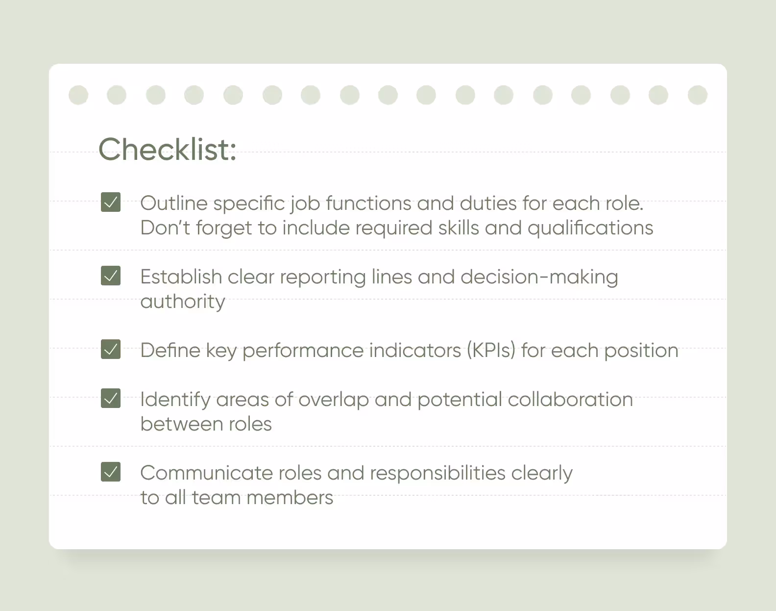 Define clear roles and responsibilities checklist