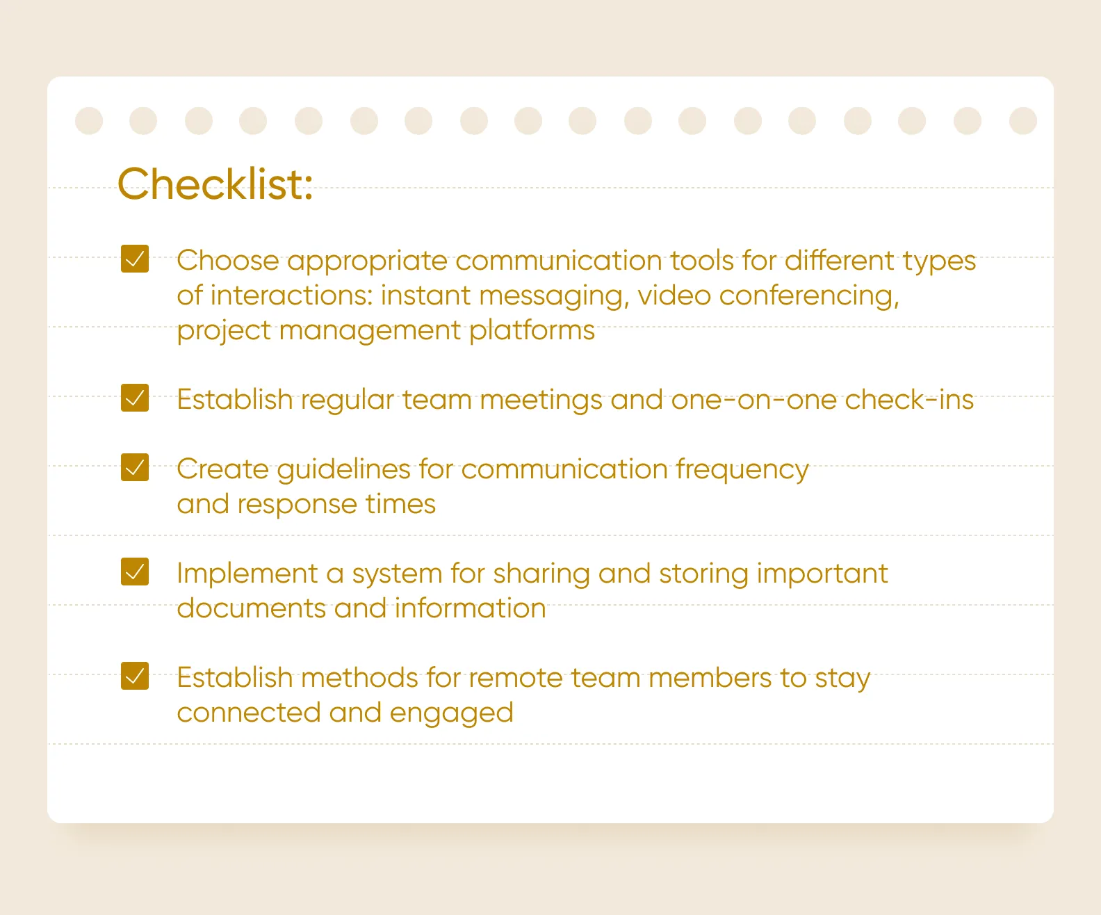 Implement effective communication channels checklist
