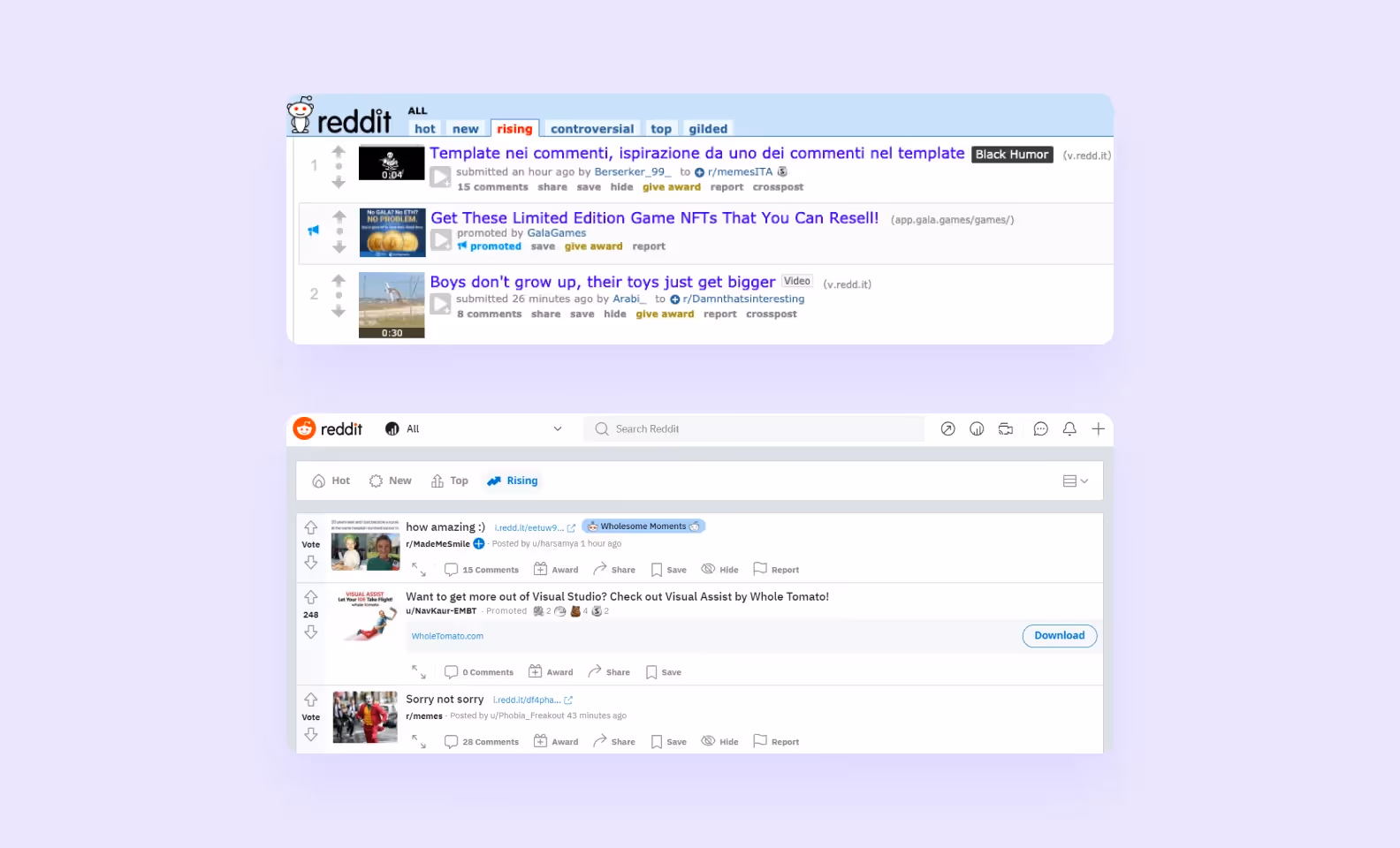 сделать приложение как Reddit