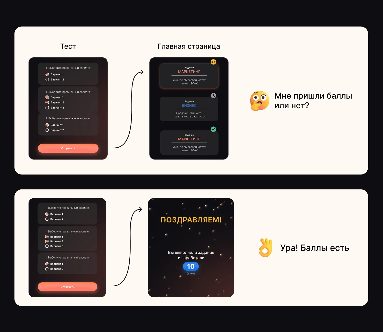 Добавили экран успеха