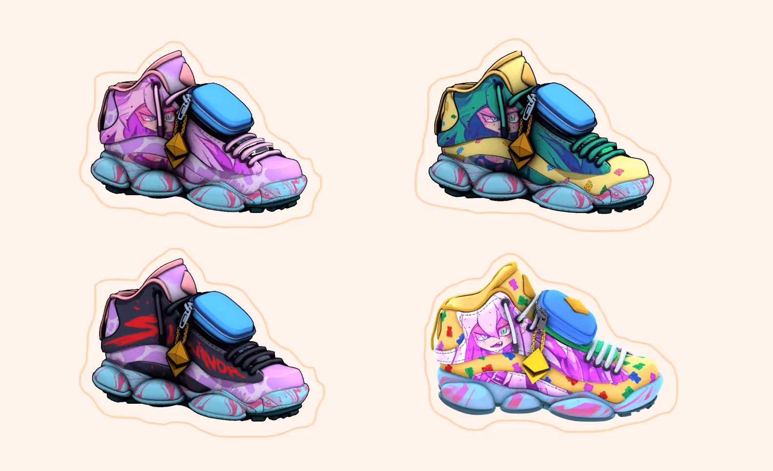  Вторая итерация кроссовок — мультяшная