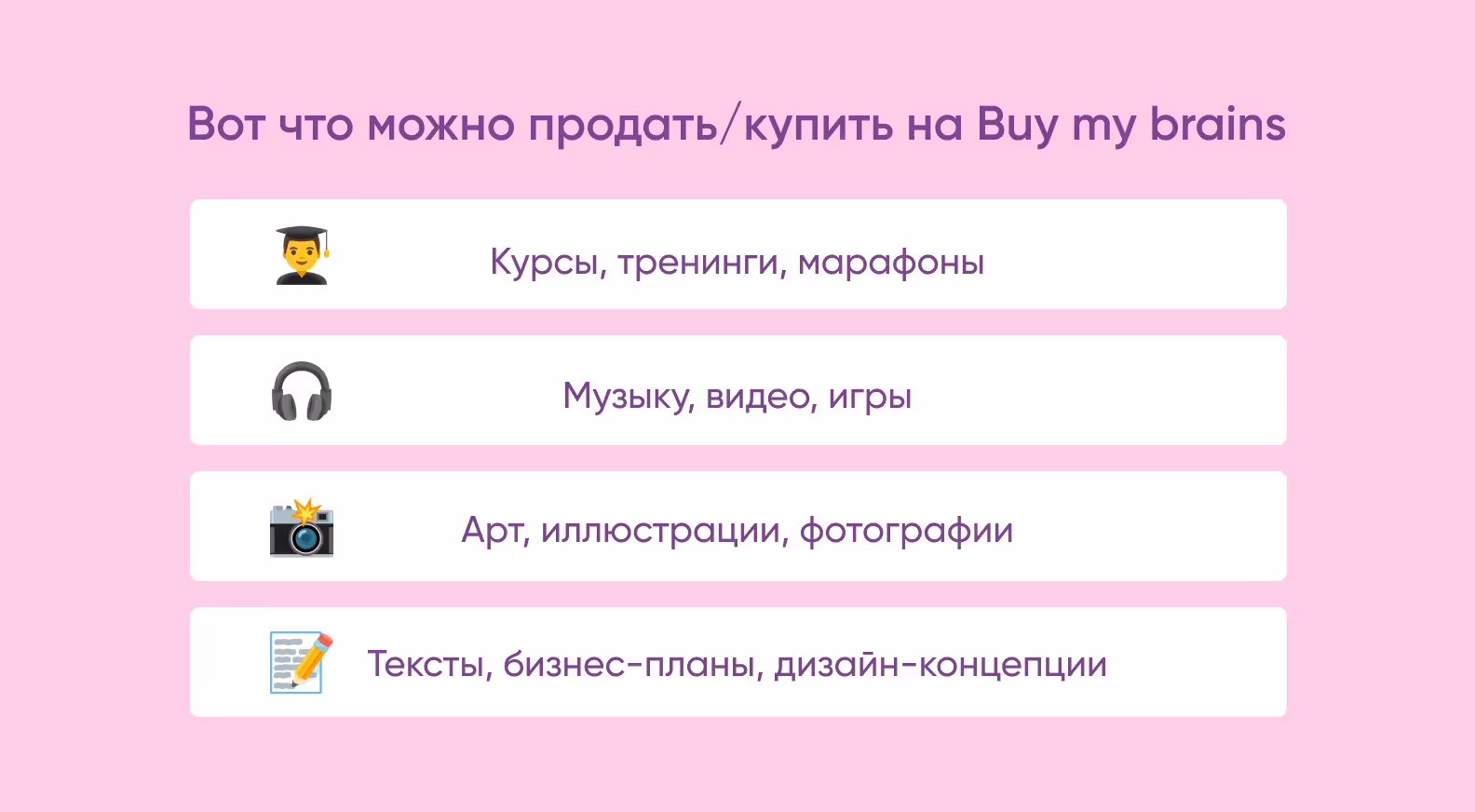 Что можно продавать/покупать на Buy my brains