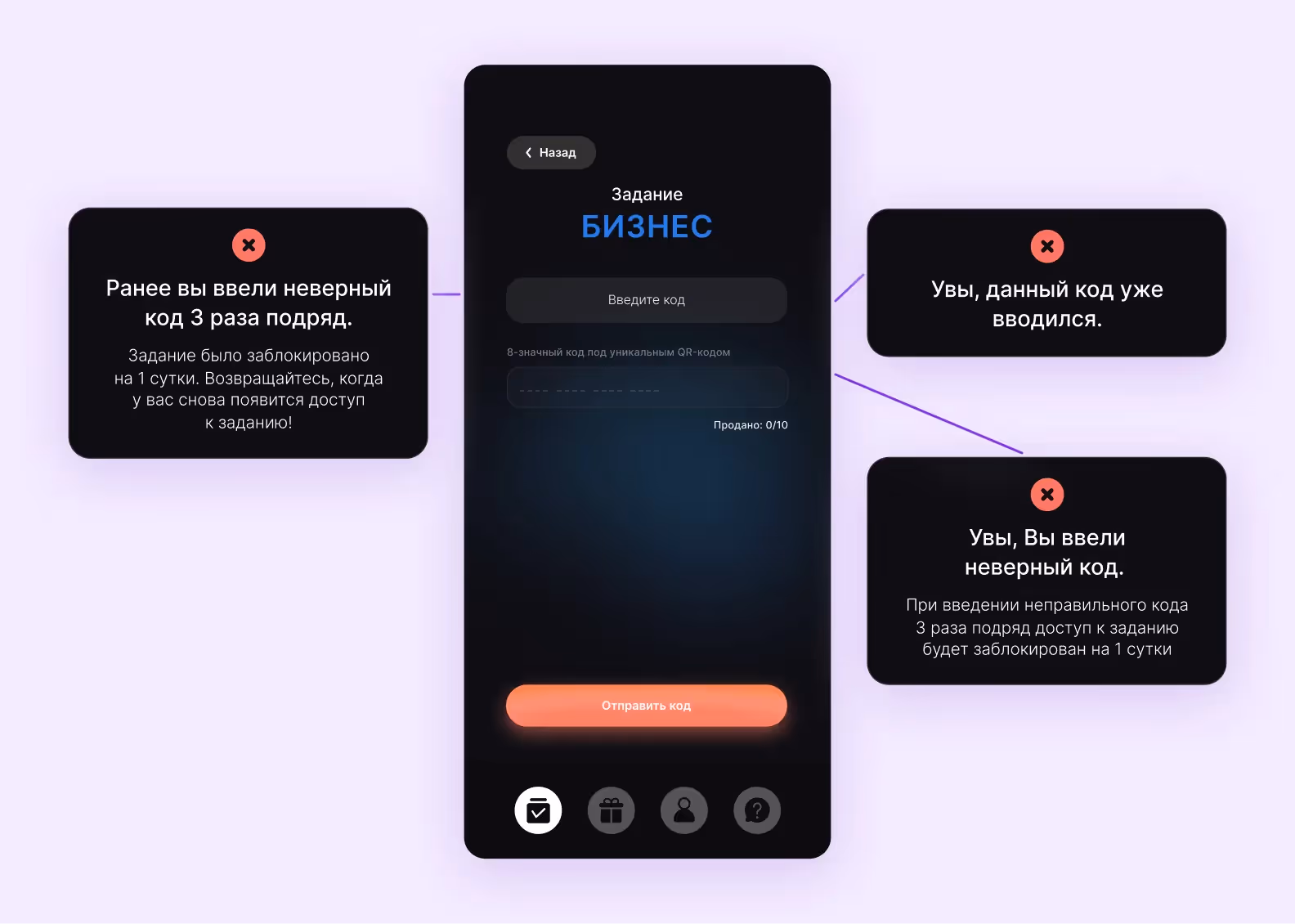 Ввод некорректных данных в поле ввода — распространенный эдж кейс, который важно учесть на этапе дизайна