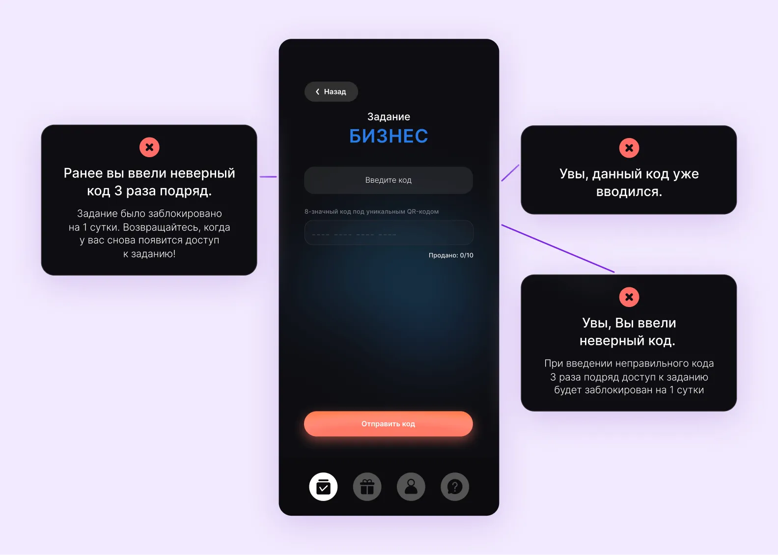 Ввод некорректных данных в поле ввода — распространенный эдж кейс, который важно учесть на этапе дизайна