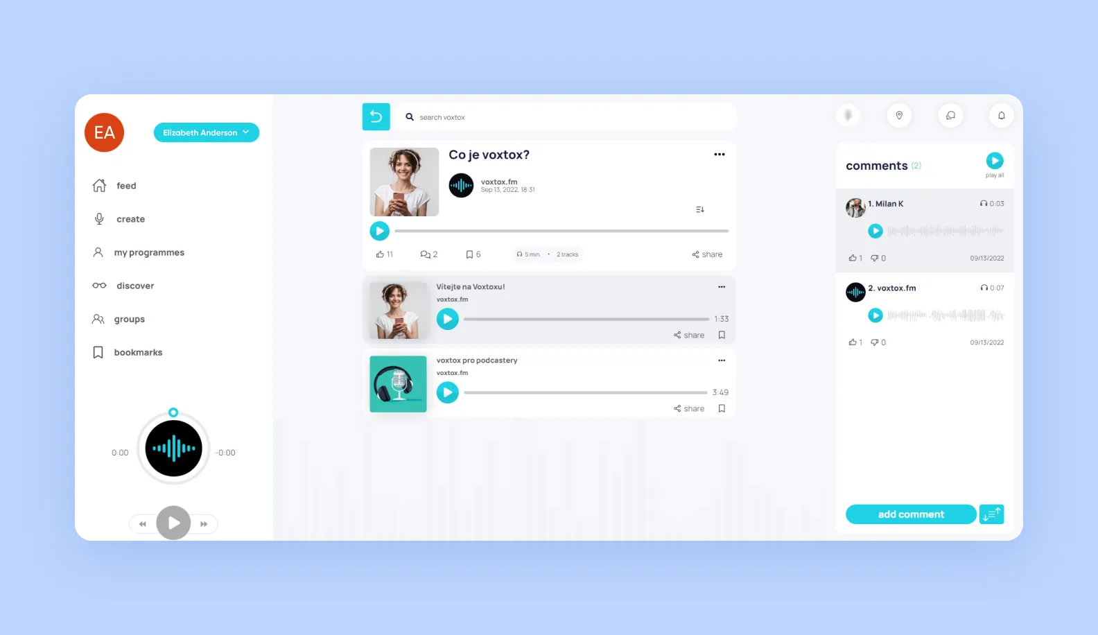 Страница веб-приложения voxtox