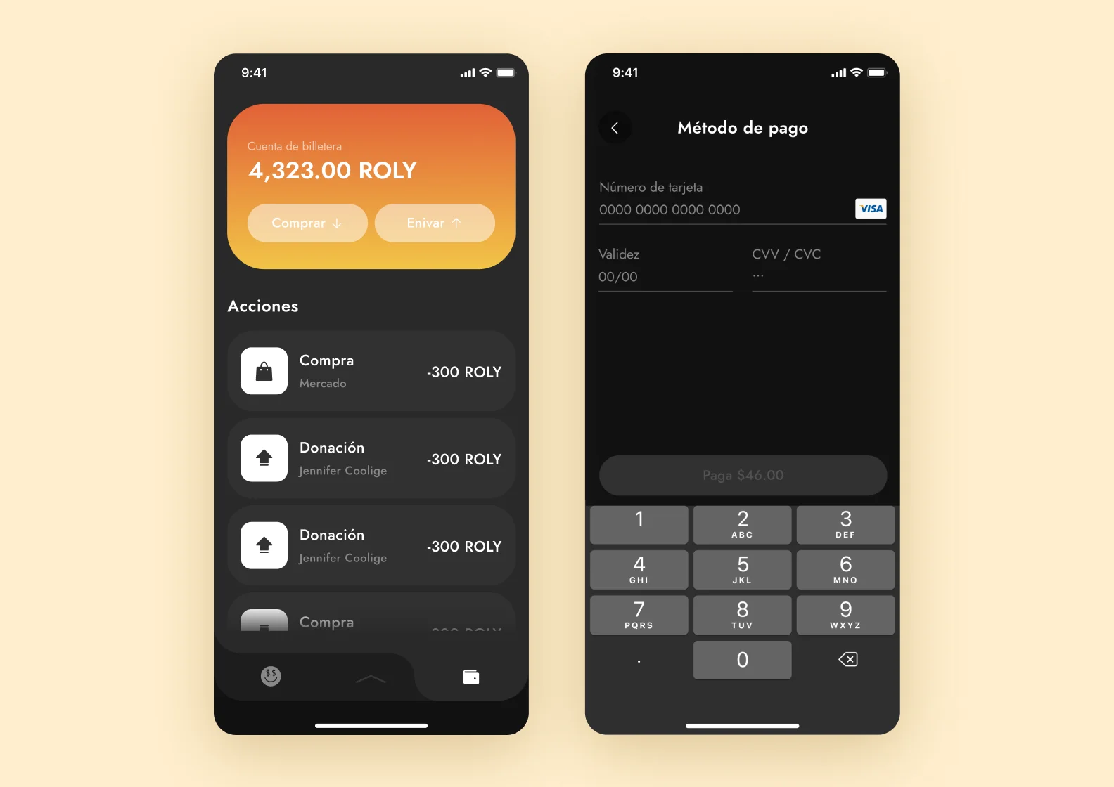 Дизайн криптокошелька в приложении Dosis