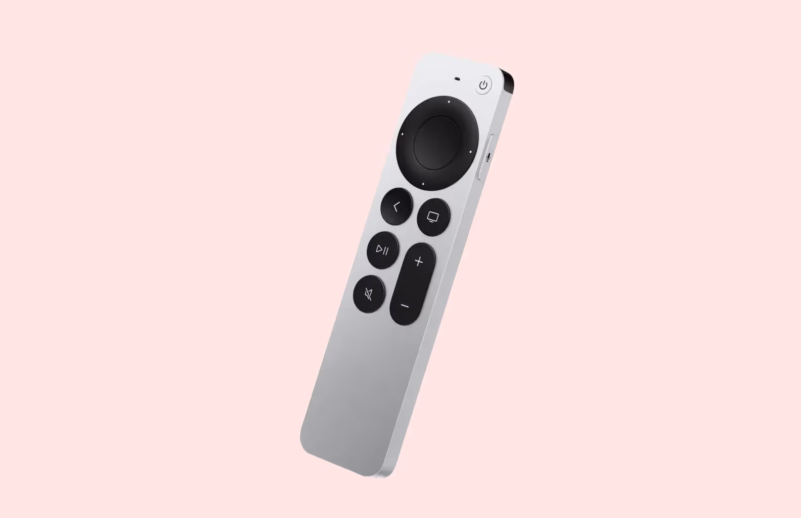 An image of an Apple TV remote with a side Siri button