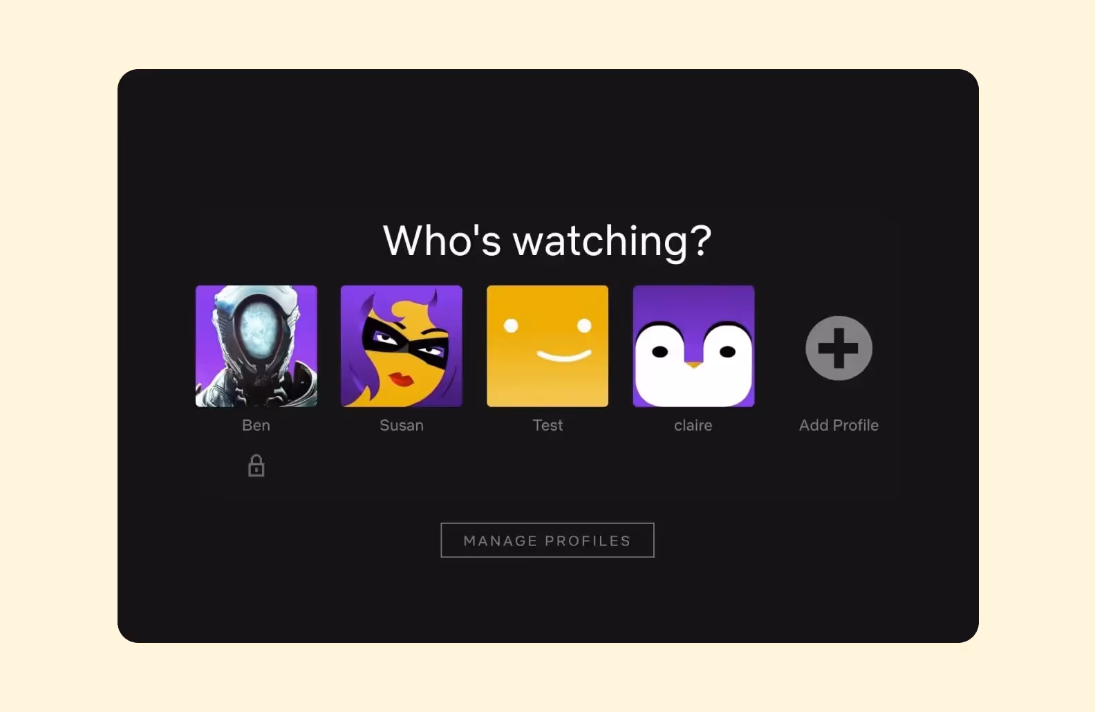 Netflix’s multi-user profile screen