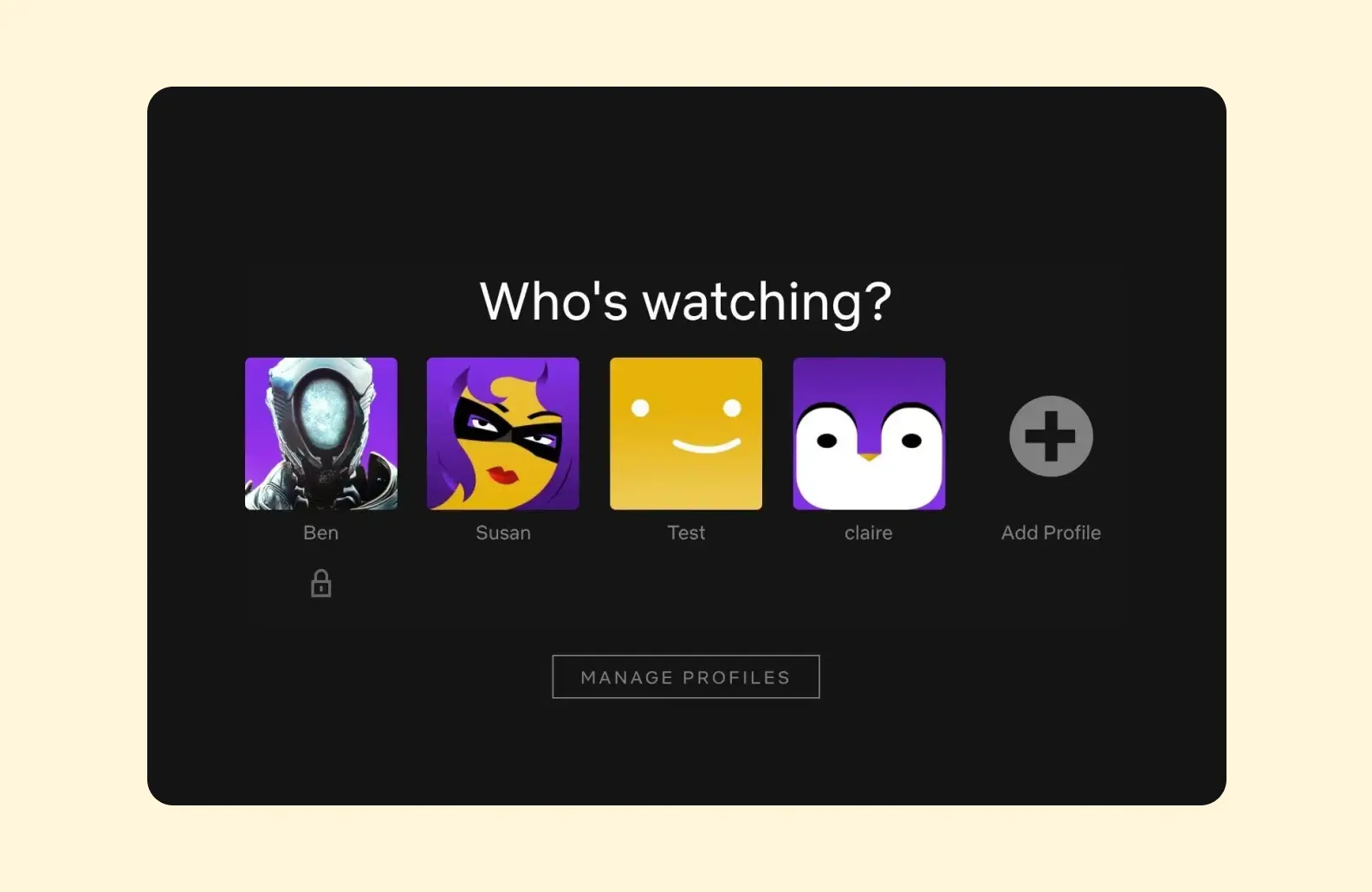 Netflix’s multi-user profile screen